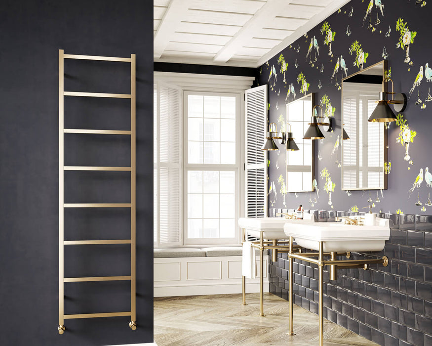 DQ Austen Heated Towel Rail in Brushed Brass