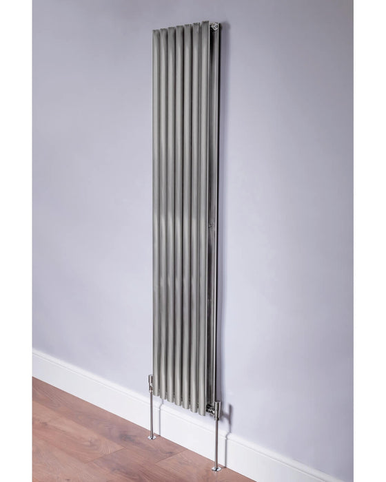 DQ Cove Stainless Double Vertical Designer Radiator in Brushed